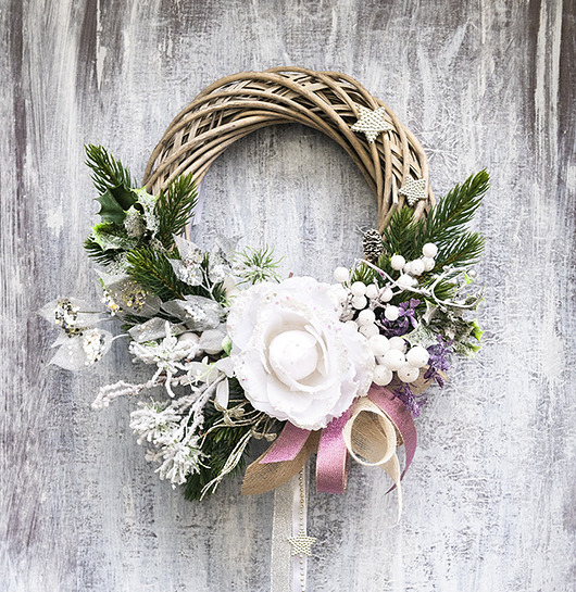 wianki bożonarodzeniowe Świąteczny wianek wiklinowy