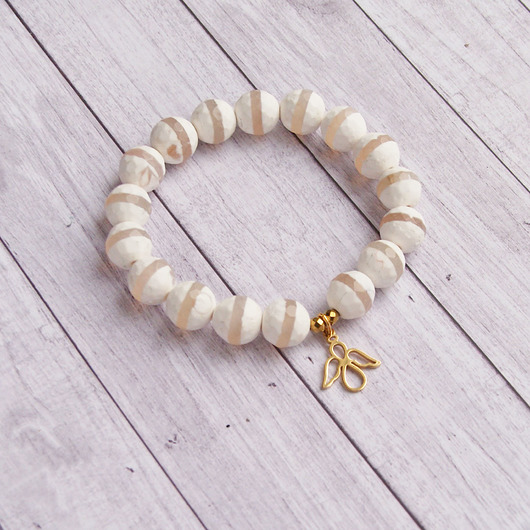 bransoletki z kamieni naturalnych Aniołek, agat tybetański : white