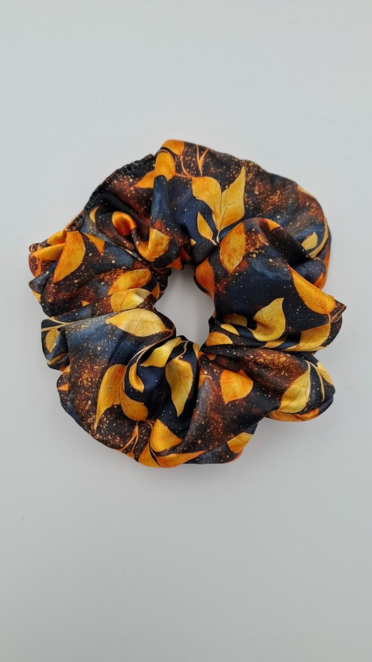 gumki do włosów Scrunchie złote liście