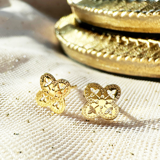 kolczyki pozłacane Złote kolczyki boho,  geometryczne sztyfty