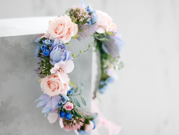 Pastelowy wianek na głowę boho Lola White