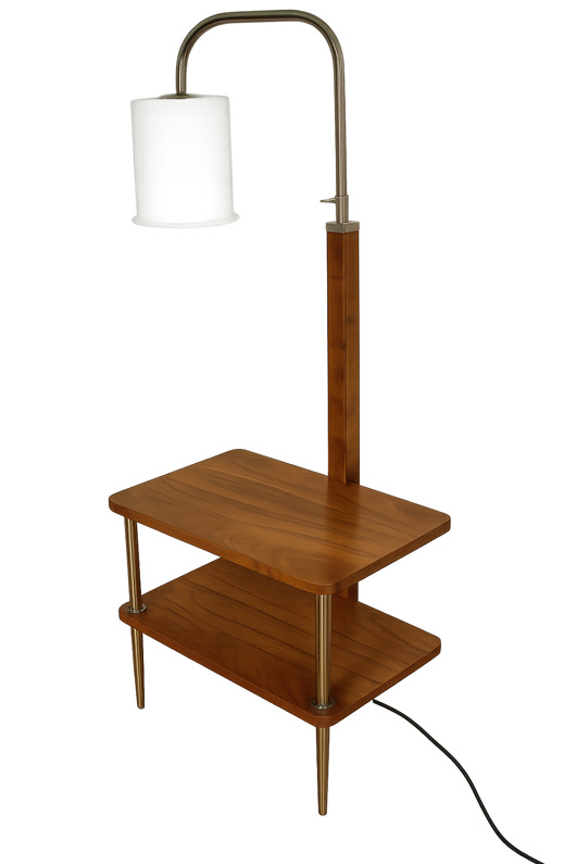 lampy podłogowe Lampa podłogowa Art Deco z lat 50. z forniru orzechowego i kloszem ze szkła