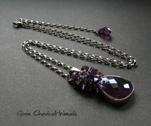 Ametysty i kryształ Swarovski Gosia Chruściel-Waniek