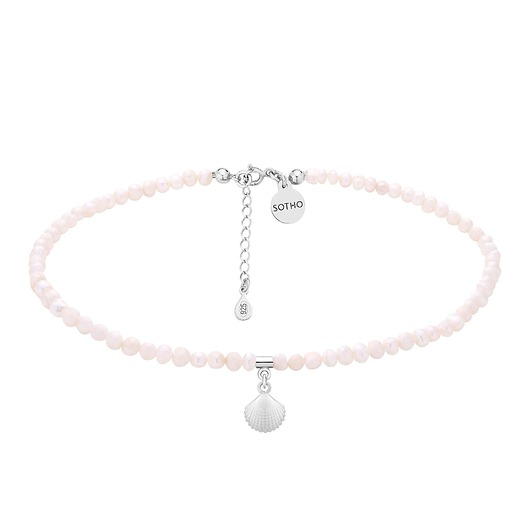 chokery Choker z pereł naturalnych ze srebrną muszelką