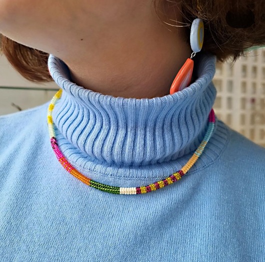 chokery Kolorowy, ręcznie tkany naszyjnik, boho
