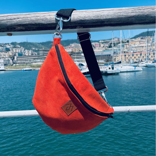 saszetka nerka Nerka / torebka z weluru Mili Belt Bag M - miedziana pomarańcza