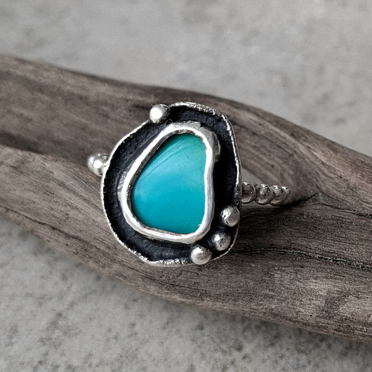 pierścionki srebrne Blue dot srebrny pierścionek z turkusem