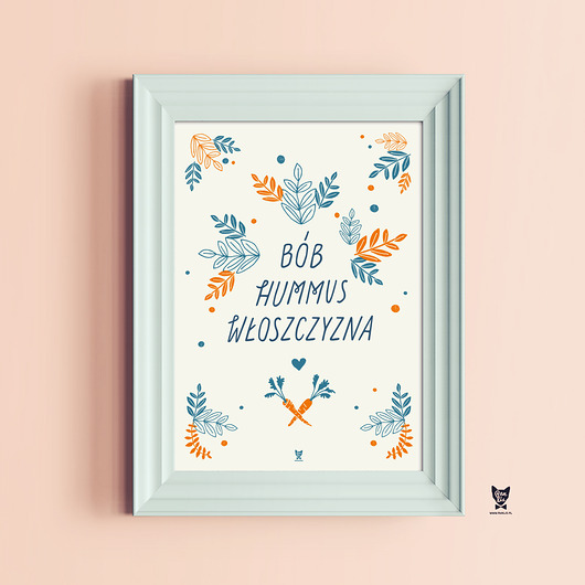 plakaty Plakat dla wegetarian Bób hummus włoszczyzna A2