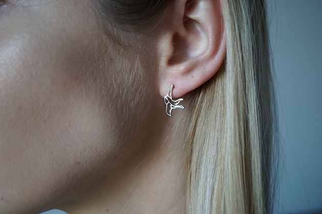 Ażurowe kolczyki srebrne jaskółki pr.925 VENA Jewellery