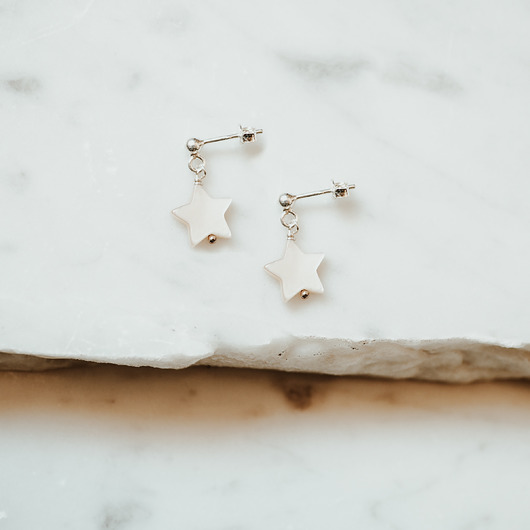 Kolczyki srebrne Star z masą perłową MEIKA PEARLS