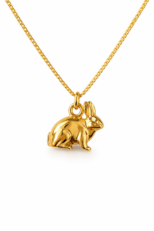 złote naszyjniki KRÓLICZEK - naszyjnik srebro złocone 24K