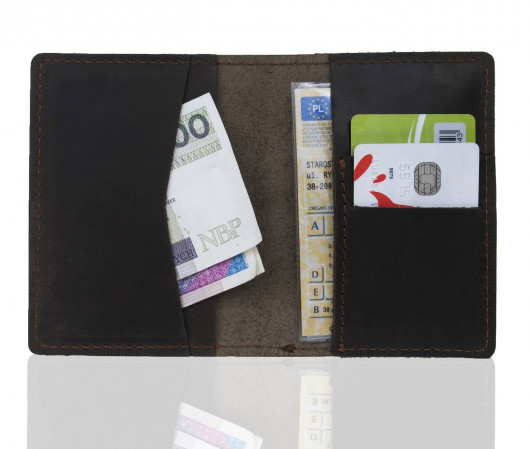 Slim wallet brodrene sw05 skóra ciemny brąz Brodrene