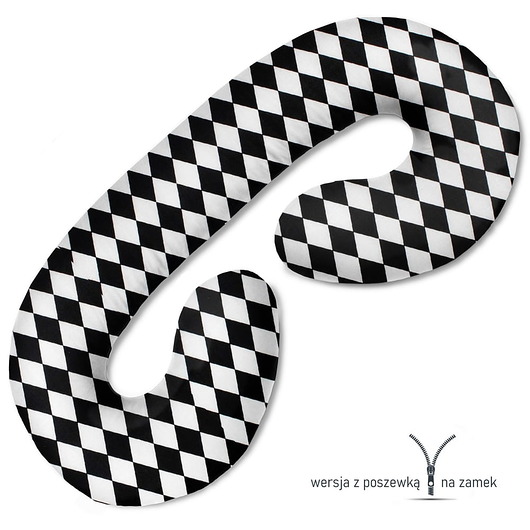 ubrania i akcesoria do karmienia Poduszka ciążowa do spania i karmienia Czarno białe romby
