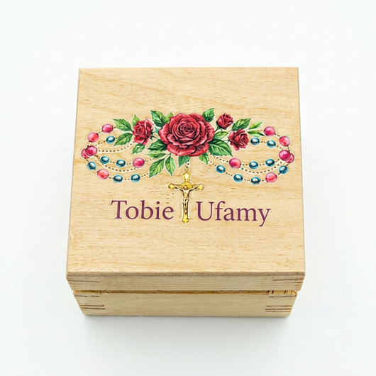 akcesoria różne Drewniane Eleganckie Pudełko na Różaniec z Twoją Dedykacją nr 2