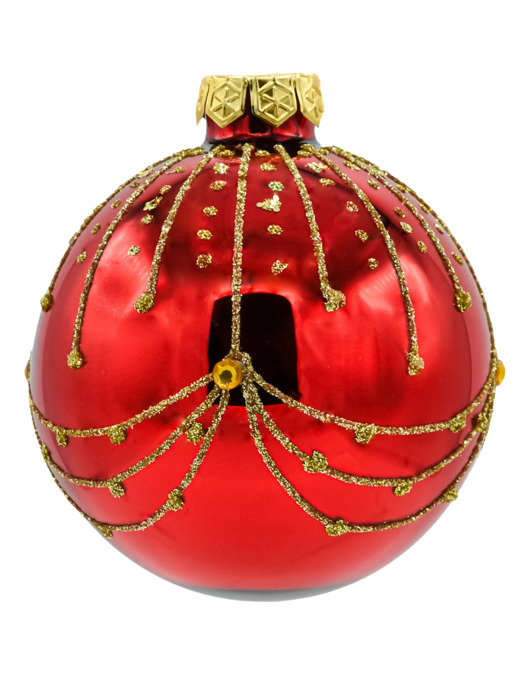 ozdoby choinkowe Bombka choinkowa: Czerwony zestaw bombek ze złotym ornamentem