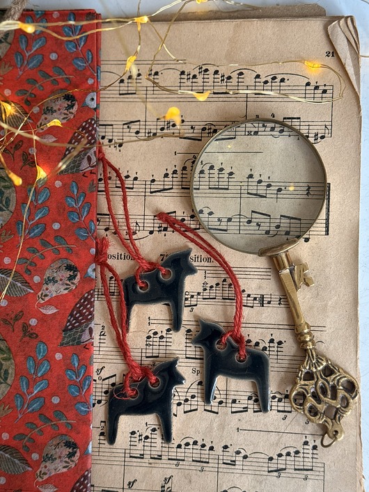 dekoracje świąteczne Koniki ceramiczne zawieszki zestaw 3 sztuk szarych koni