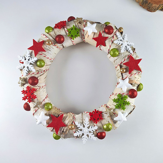 wianki bożonarodzeniowe Świąteczny wianek z kory brzozy