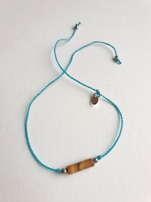 bransoletki z kamieni naturalnych Bransoletka BOHO sznurkowa turkusowa, jaspis obrazkowy, hematyt