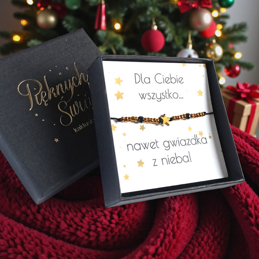 bransoletki z kamieni naturalnych Świąteczna bransoletka - pomysł na prezent - świąteczne pudełko - glam