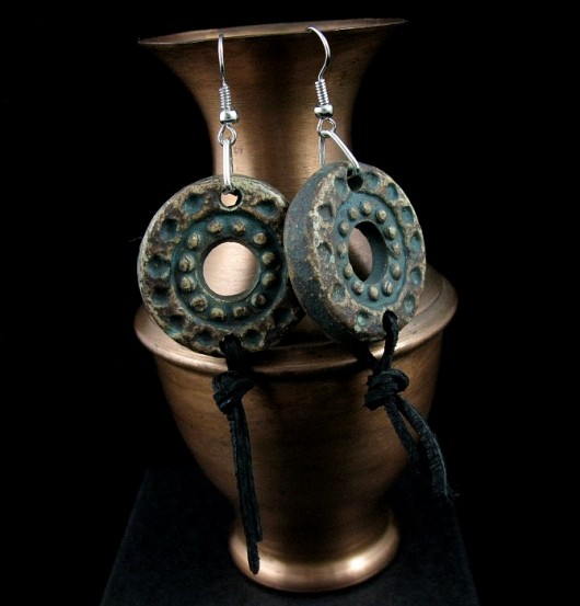 ANTIQUE - Kolczyki z Ceramiką i Rzemieniem by Matusevic