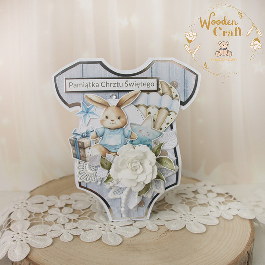 kartki, zaproszenia na chrzest Kartka body na chrzest, roczek, narodziny "CuteBabyGirl" GOTOWA