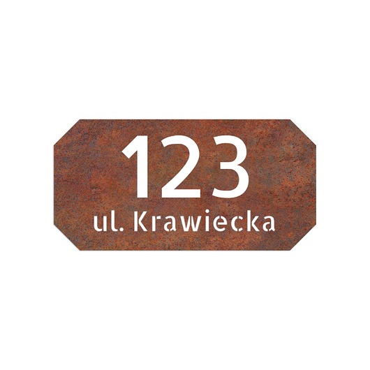 napisy dekoracyjne i tabliczki Numer domu tablica adresowa stal corten efekt rdzy
