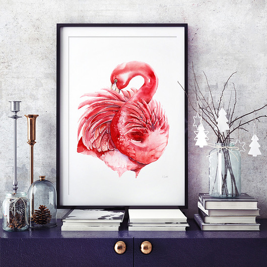 Flaming różowy - plakat, reprodukcja 30x40 Karolina Kijak