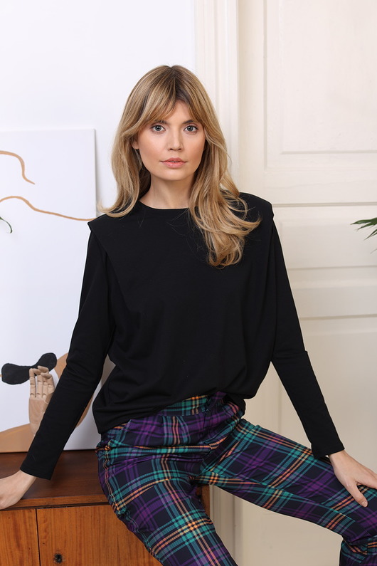 bluzki z długim rękawem damskie Bluzka z poduszkami na ramionach