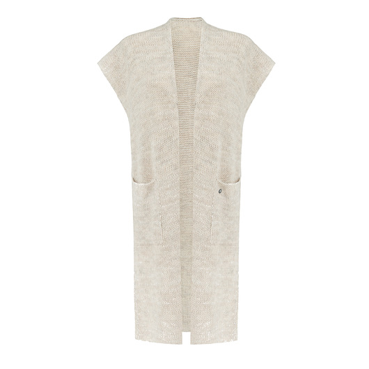 kardigany damskie Otulająca kamizelka Megi z kieszeniami beż