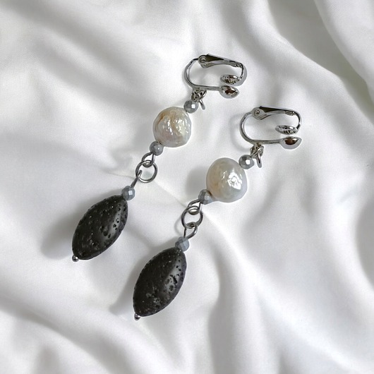 klipsy LUX. UNIKATOWE klipsy : perły i lawa