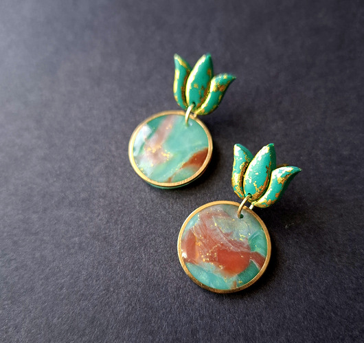 kolczyki z masy plastycznej Kolczyki słoneczne ogrody no6