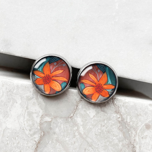 kolczyki szklane Orange Lilly kolczyki wkrętki na imprezę