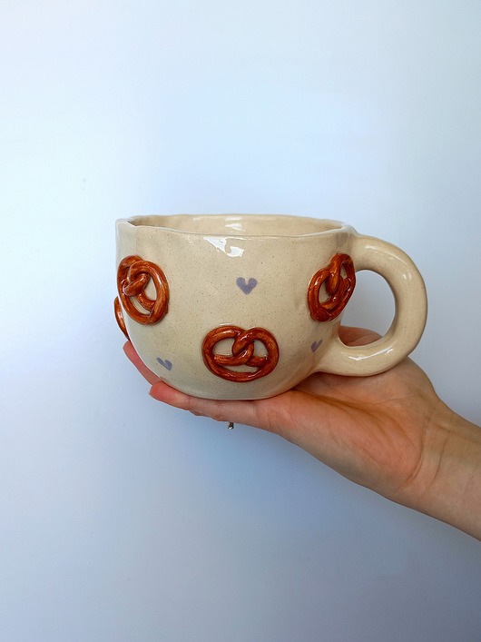kubki Ceramiczny ręcznie robiony kubek w precelki