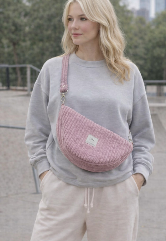 saszetka nerka Banana sztruksowa torebko nerka Wrzosowa