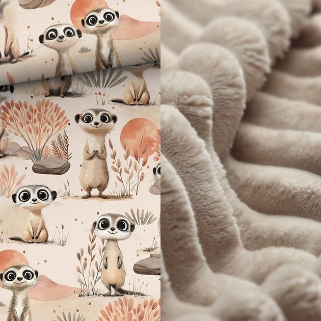 kocyki, kołderki, pościel dla dzieci WYJĄTKOWY koc _ narzuta _ surykatki _ 155x200 cm