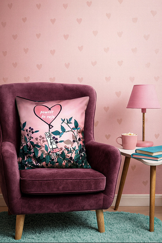 poduszki do pokoju dziecka PODUSZKA dekoracyjna w autorski wzór myszki w jeżynach