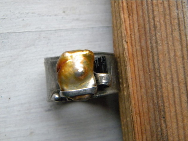 Roman Ancient Ring ;) perła / turmalin Beata Trotter