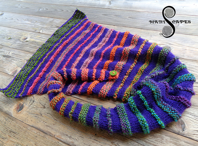 szale damskie UNIKAT szal-kameleon "Purple & Rainbow"