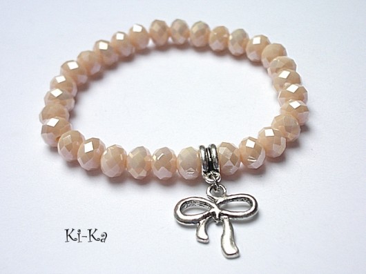 Ecru and black /crystal ecru/   - bransoletka KiKa pracownia
