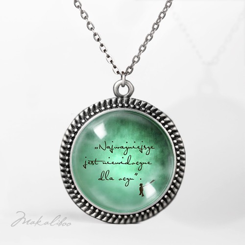 Mały Książę -  medalion silver (green) Makaliboo