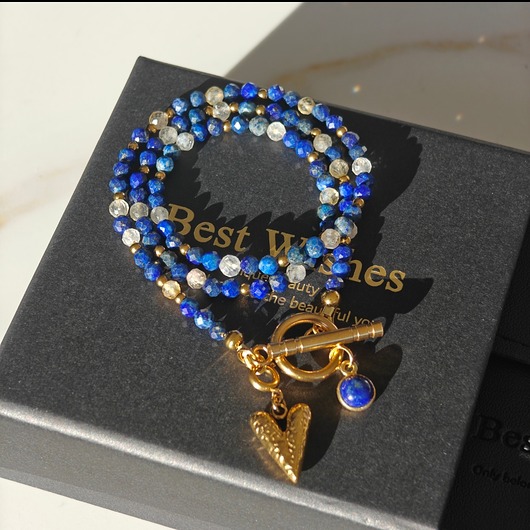 złote naszyjniki Klasyczny naszyjnik Lapis lazuli serce