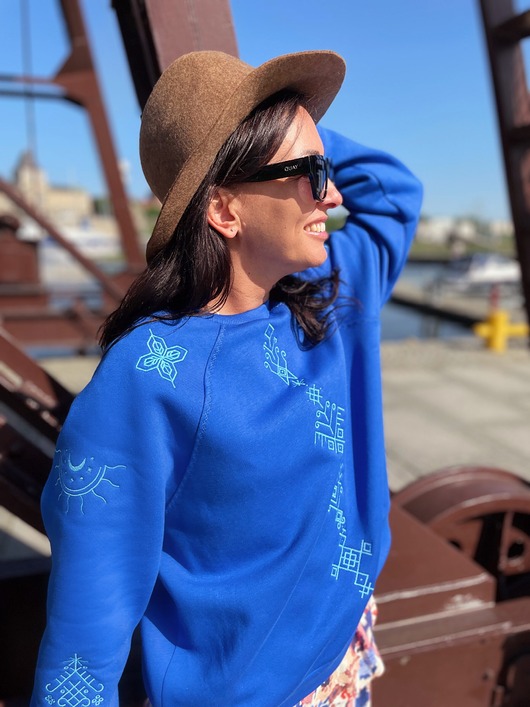 bluza bez kaptura damska Bluza z haftem - Moonlight Boho Tattoo