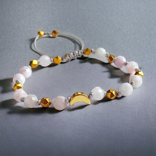 bransoletki z kamieni naturalnych MIŁOŚĆ, kreatywne myślenie, walka z depresją: KUNZYT - lunula