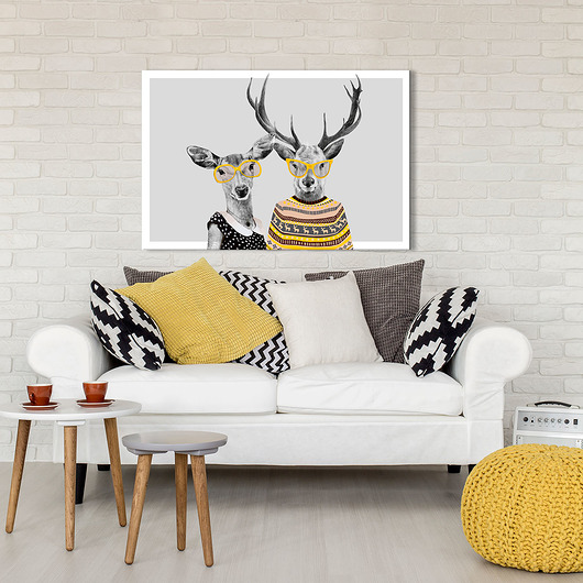 obrazy OBRAZ NA PŁÓTNIE -  120x80cm Rodzina jeleni