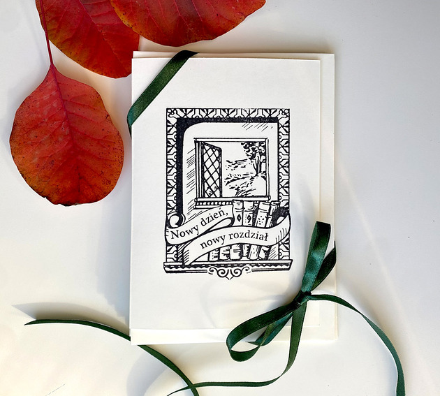 kartki okolicznościowe - wydruki Biblioteczka - zestaw 5 kartek okolicznościowych