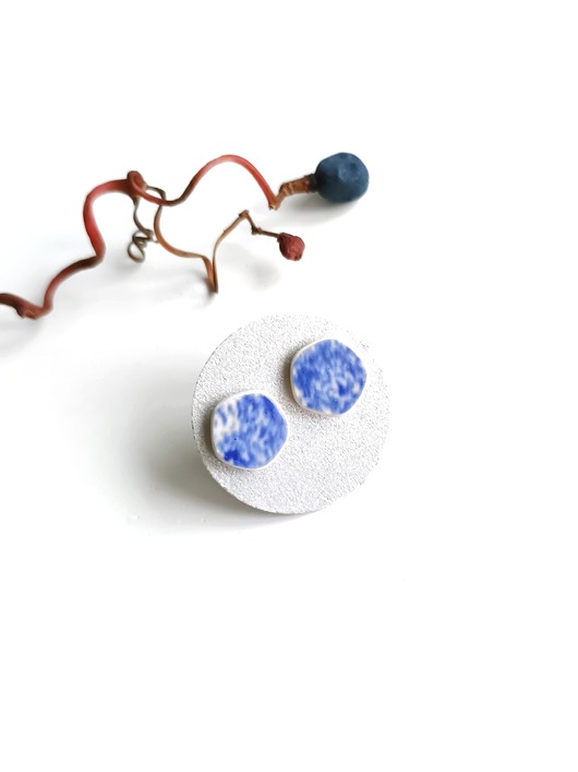 kolczyki ceramiczne Kolczyki ceramiczne w kobaltowe wzory