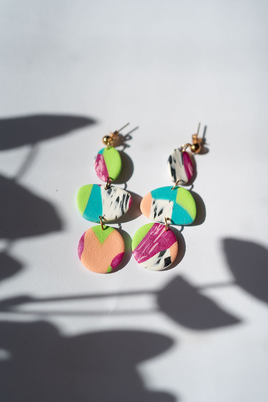 kolczyki z masy plastycznej Wiszące kolczyki łańcuszki