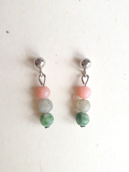 kolczyki z kamieniami Kolczyki DROPSY MINI labradoryt, jaspis zielony,opal różowy