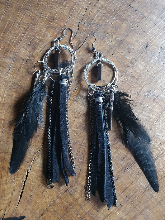 kolczyki z kamieniami Wiedźmińskie kolczyki z hematytem