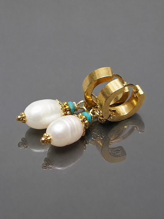 kolczyki pozłacane Kolczyki pozłacane Pearls [white] perły vol. 23